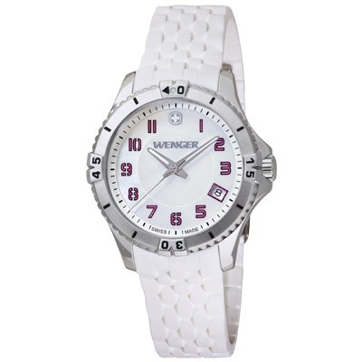 Wenger Squadron Lady White Dial White Silicone Rubber Strap