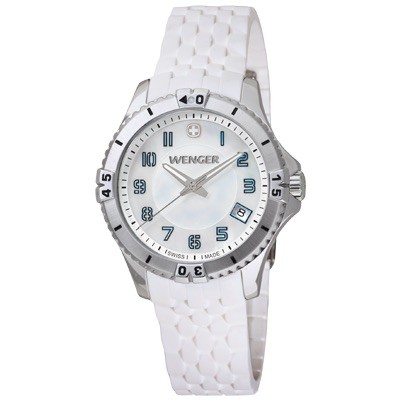Wenger Squadron Lady White Dial White Silicone Rubber Strap