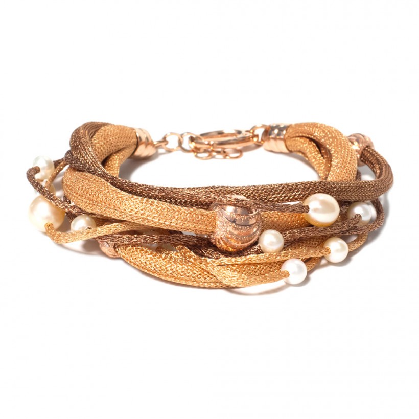 Yellow shades colour bracelet with sparkling silver beads and pearls brag0813a