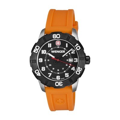 Wenger Wenger Sport Watch - Roadster Black Dial Orange Silicone Strap 0851.106