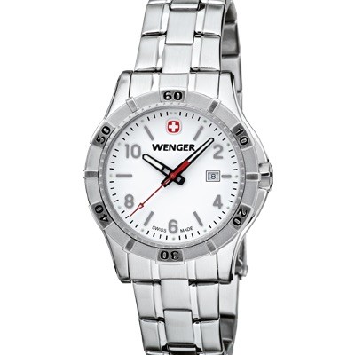Wenger Platoon White Dial Stainless Steel Bracelet