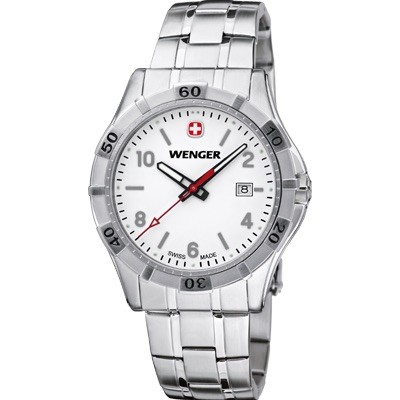 Wenger Platoon White Dial Stainless Steel Bracelet