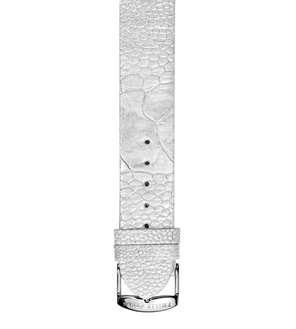 White Metallic Ostrich Strap