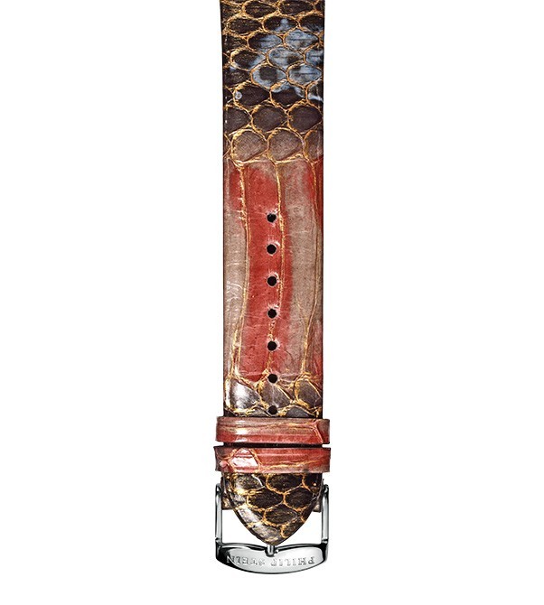 Philip Stein Gold Grey Pink Snake Watch Band