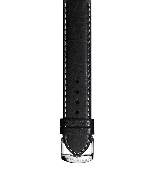 Black Stitch Calf Leather Strap