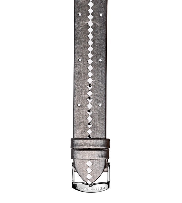 Philip Stein Platinum & White Diamond Cut Silk Watch Band