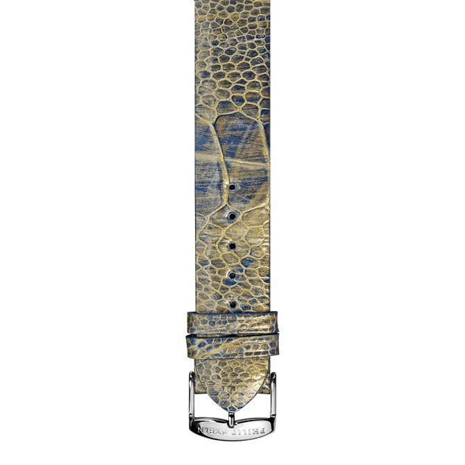 Philip Stein Blue and Gold Metallic Ostrich Watch Band
