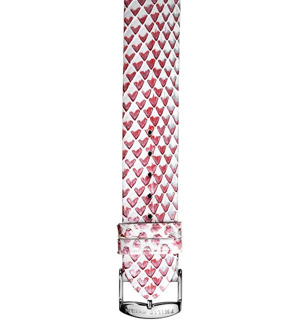 Philip Stein Silver, White & Pink Snake Watch Band