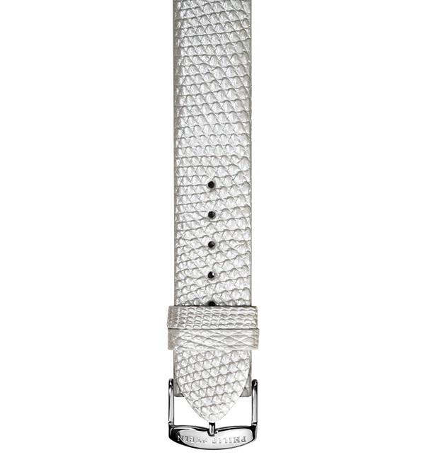 Philip Stein White Metallic Lizard Watch Band
