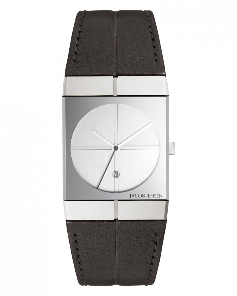 Jacob Jensen Icon Stainless Steel Silver Dial Leather Band Men's Watch