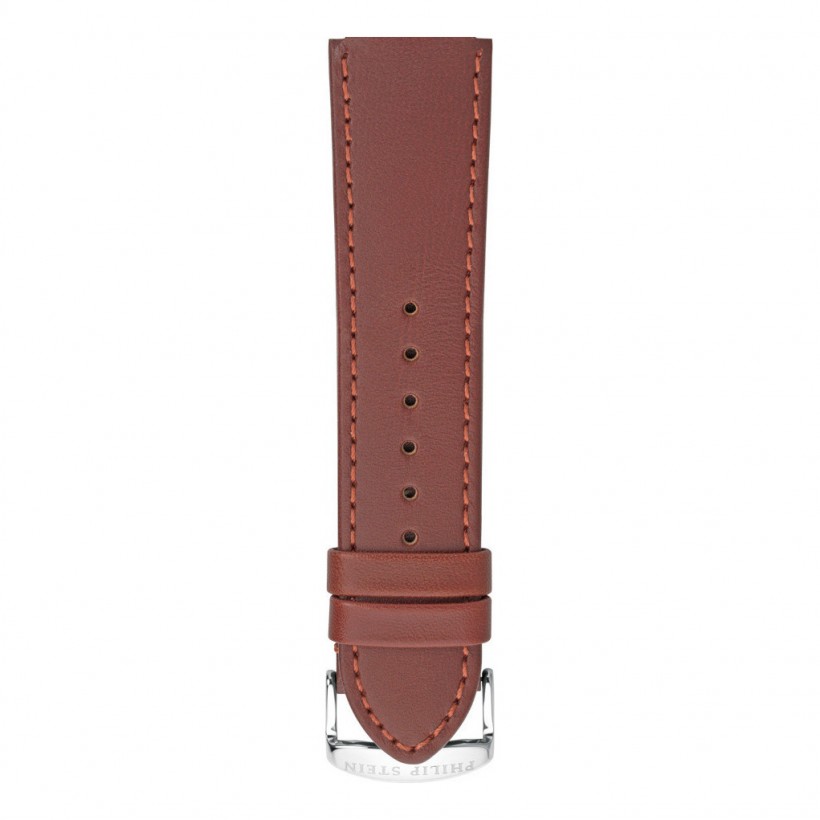 Philip Stein Brown Rugby Leather Stitched Strap