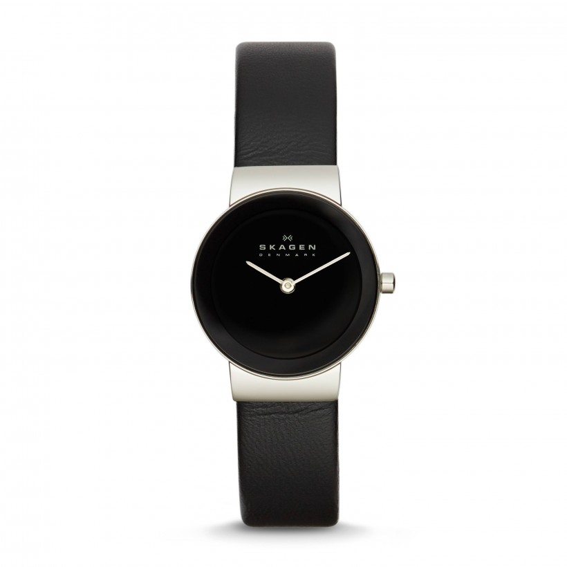 Skagen Freja Leather Band Stainless Steel Women's Watch