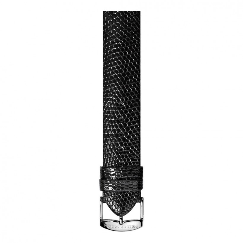 Philip Stein Black Calf Lizard Print Strap Small