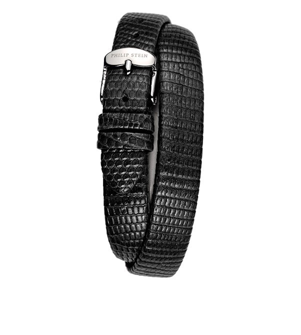 Philip Stein Black Wrap Around Lizard Watch Band