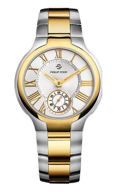 Philip Stein Two Tone Yellow Gold Classic Round Large Men's Watch