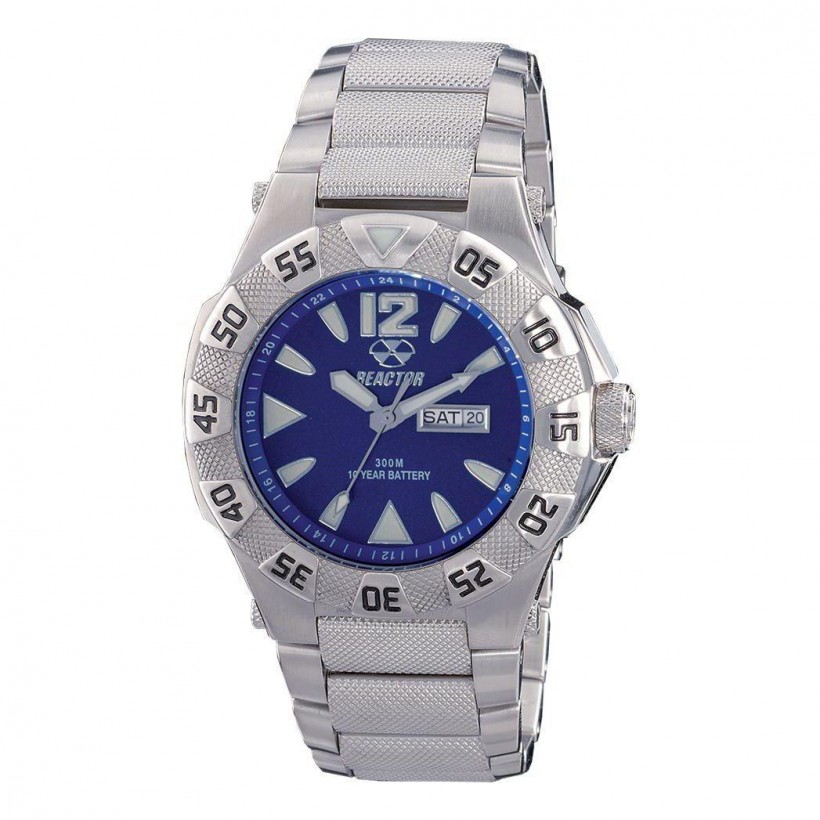 Reactor Gamma Day/Date Metallic Blue Dial Stainless Bracelet 53003