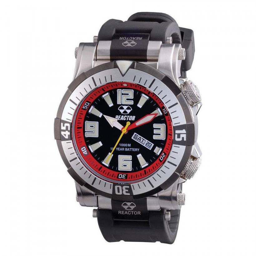 Reactor Poseidon Stainless Black/Red Dial Rubber Strap 55801
