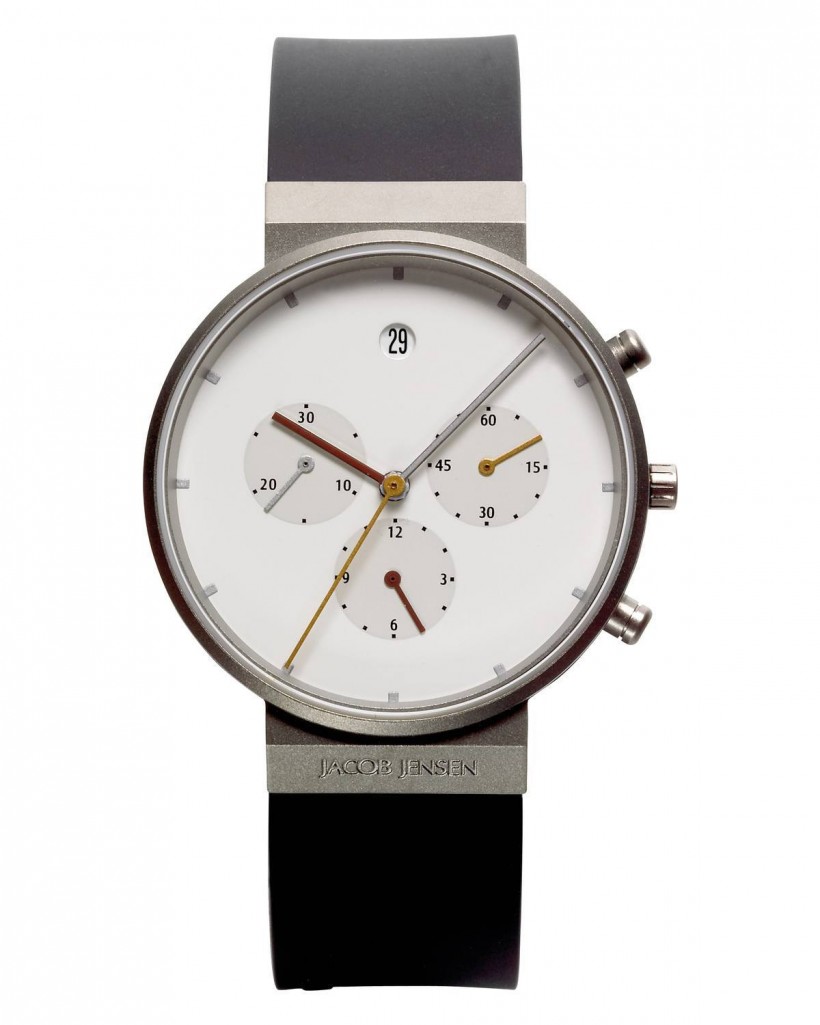 Jacob Jensen Chronograph Titanium White Dial Men's Watch