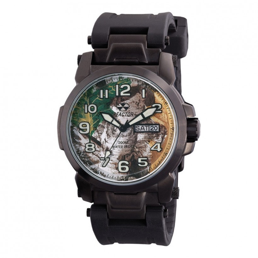 Reactor Atom Black Rubber Strap Day/Date Black Plated Realtree Dial 68901
