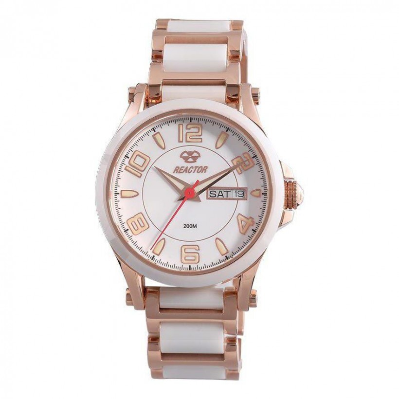 Reactor Crystal Mid Rose Gold Plated & Ceramic Bracelet White Dial 69105