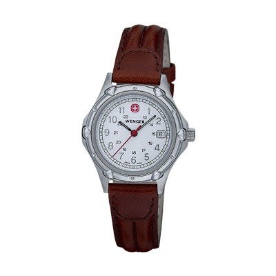 Wenger Standard Issue Ladies White Dial Brown Leater Strap