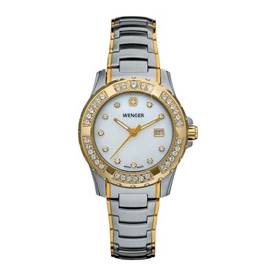 Wenger Ladies Sport White Mother-of-Pearl Dial Bicolor Bracelet