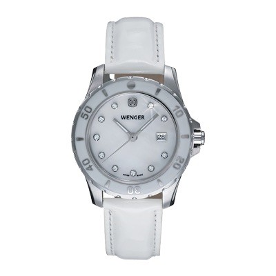 Wenger Ladies Sport Mother-of-Pearl Dial White Genuine Leater Strap