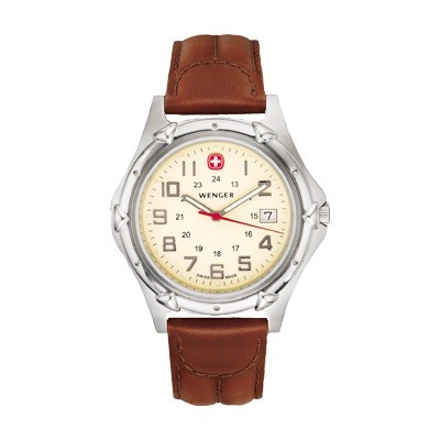 Wenger Standard Issue XL Eggshell Dial Brown Leater Strap