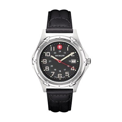 Wenger Standard Issue XL Charcoal Dial Black Leater Strap