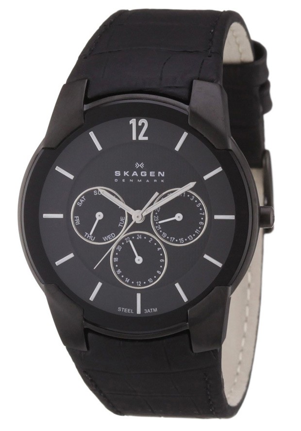 Skagen Steel Black Leather Men's Watch