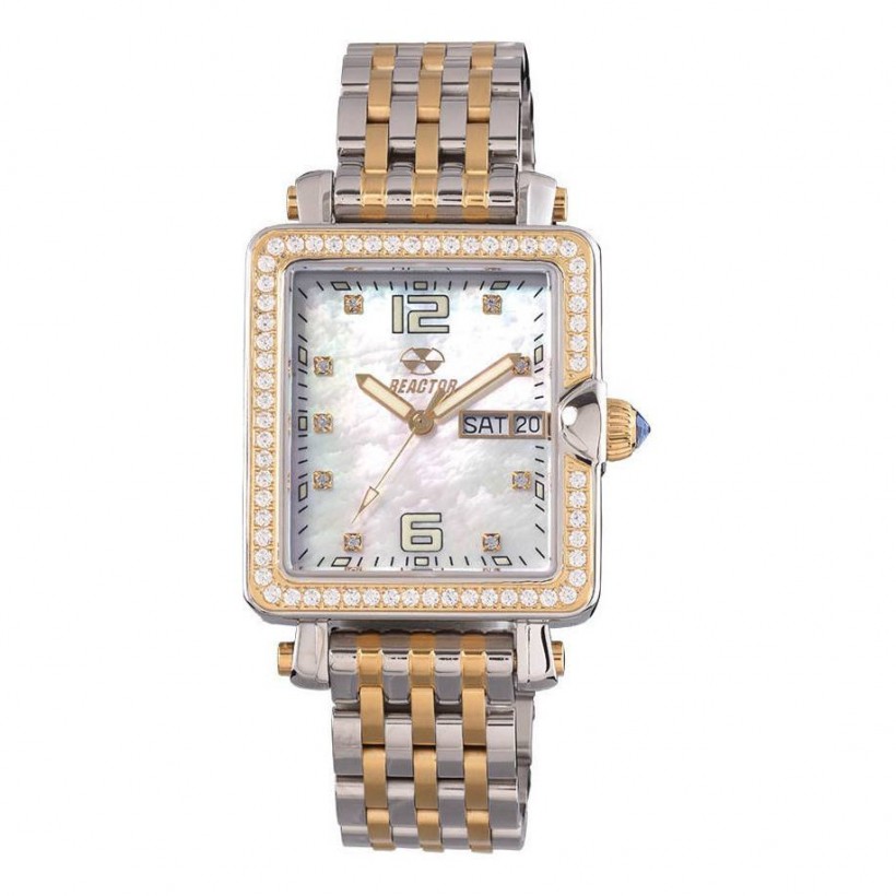 Reactor Trinity Day/Date 2-Tone Bracelet MOP Dial Swarovski Crystals 86905