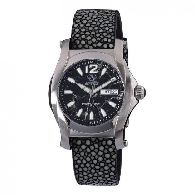 Reactor Curie Mid Day/Date Black Stingray Strap Black Stone Dial 90201