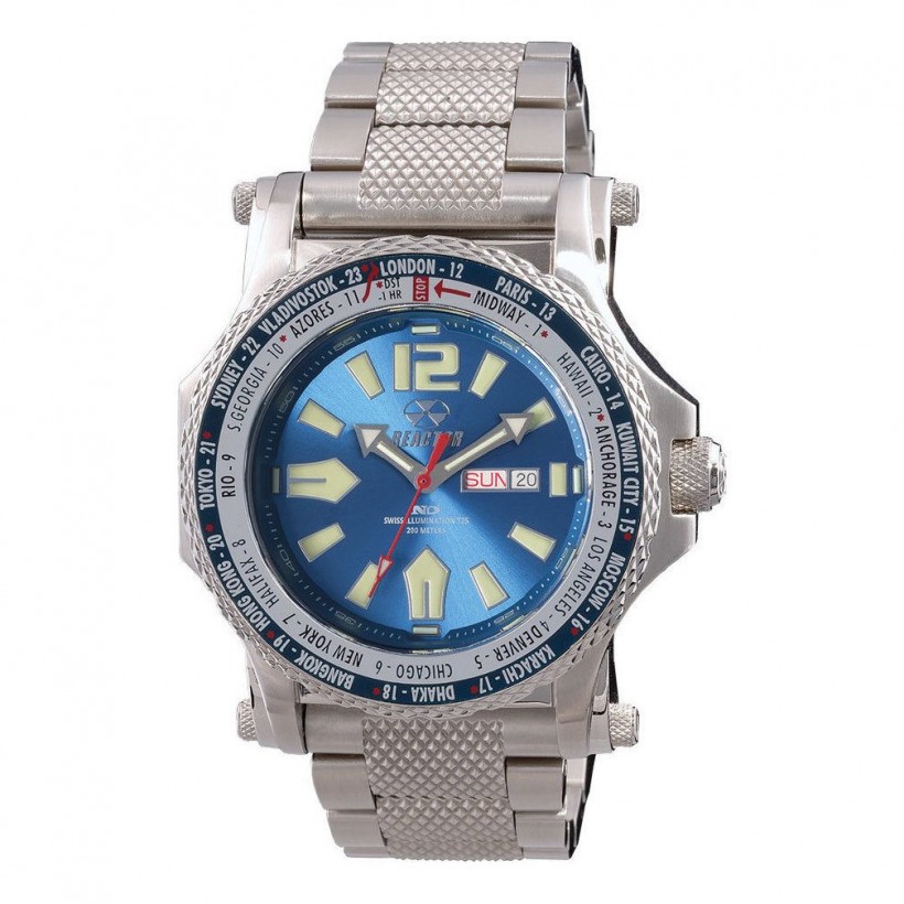 Reactor Proton Nd Day/Date SS Bracelet Bright Blue Dial Never Dark 91603