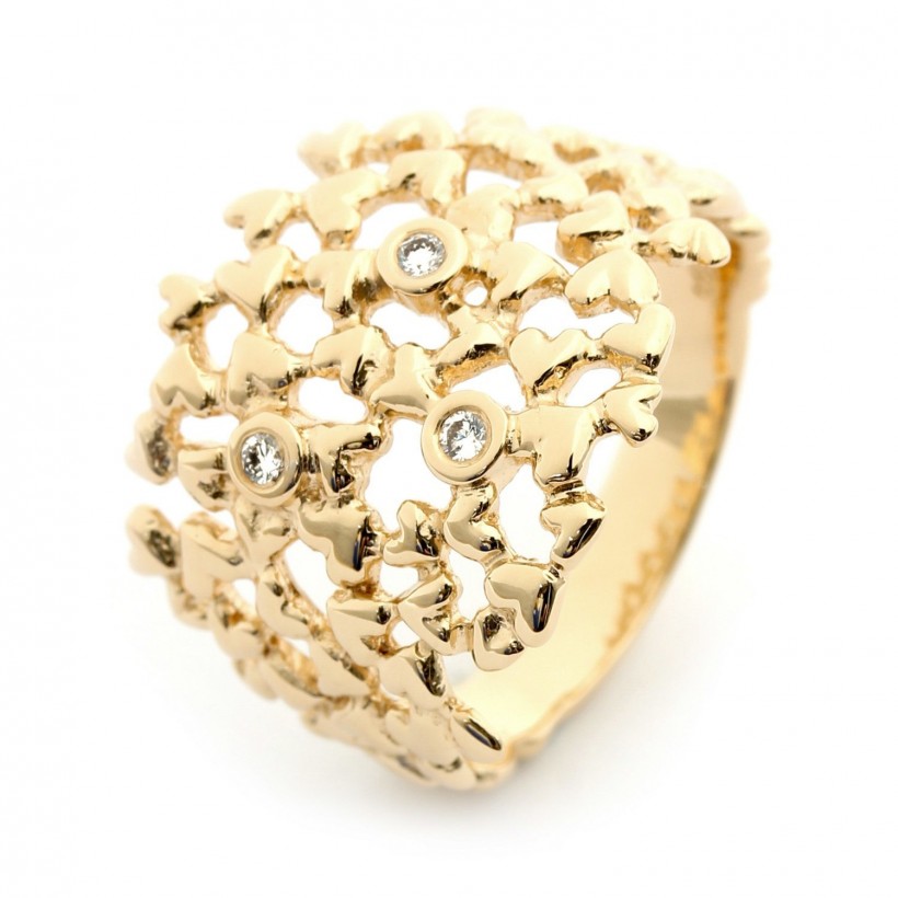 Hearts Gold  0.06 CTW Ring