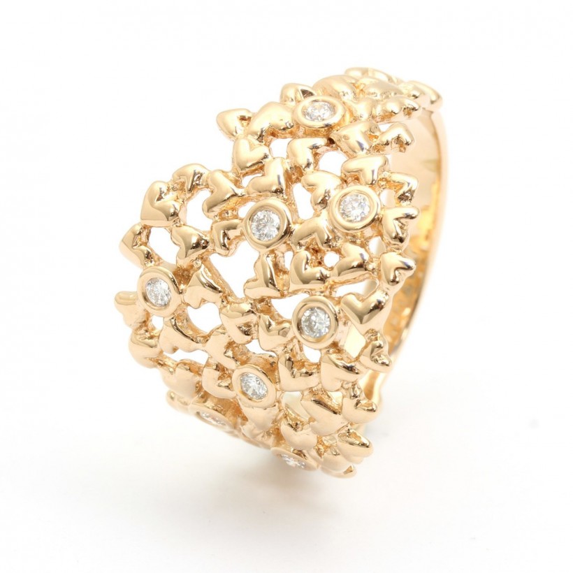Hearts Gold  0.16 CTW Ring