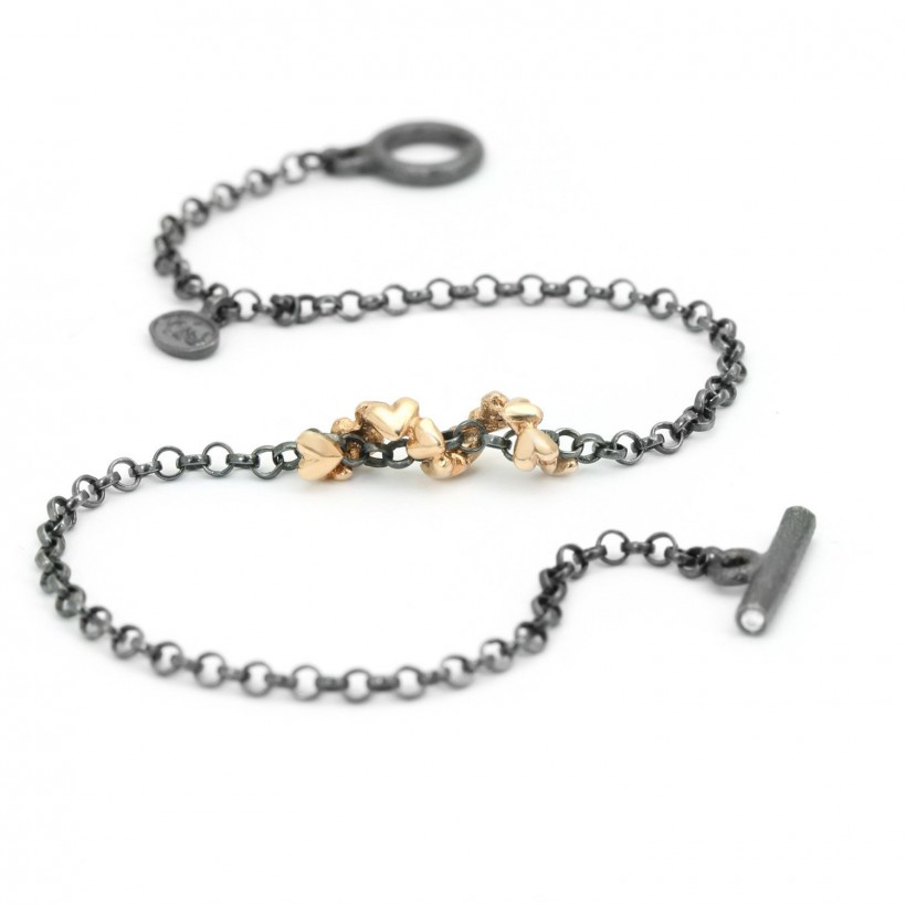Hearts Silver With Gold 0.02 CTW Bracelet