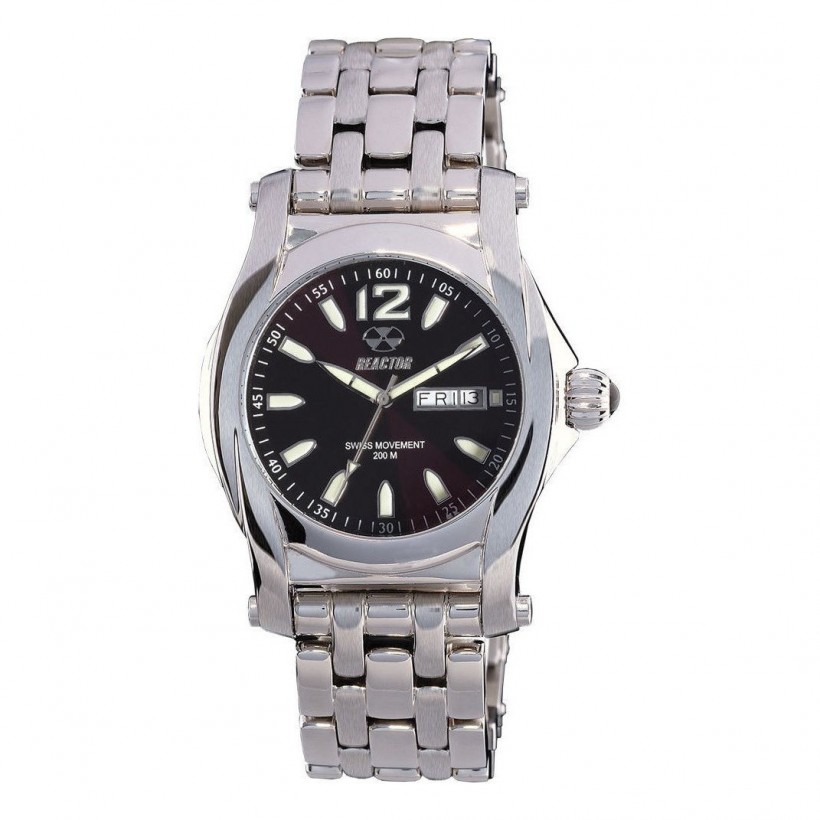 Reactor Curie Full Day/Date Stainless Bracelet Black Dial 98011