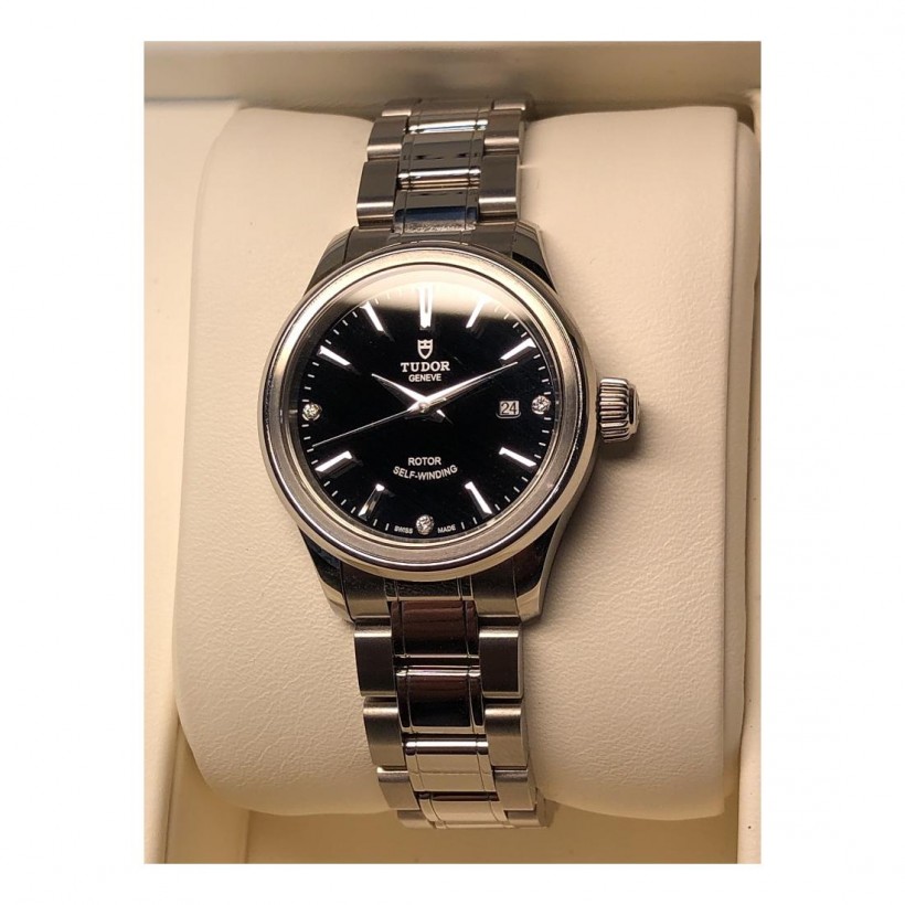 Tudor Style Black Dial Women's Watch 12100