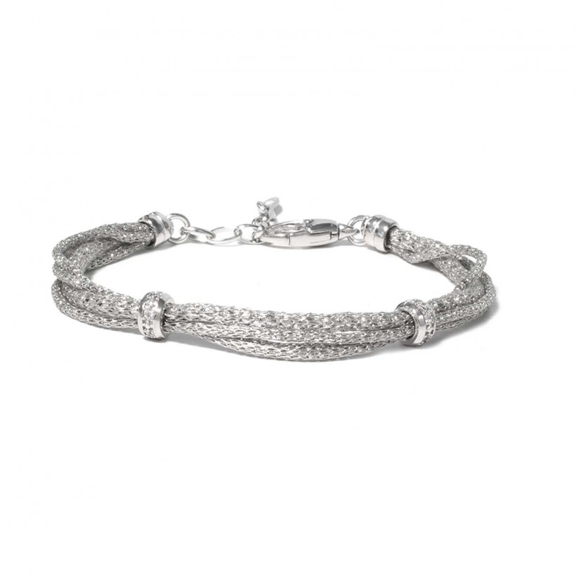 Borsari rhodium color multistrand bracelet