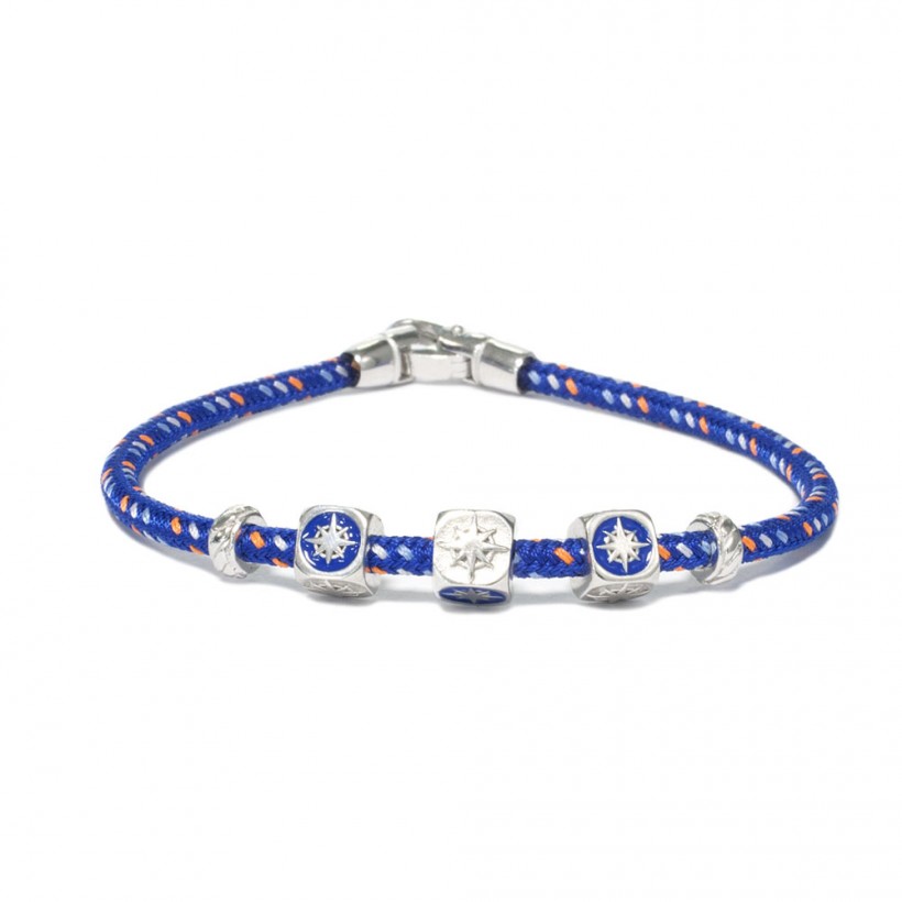 Borsari blue cord bracelet/925 silver elements/enamel