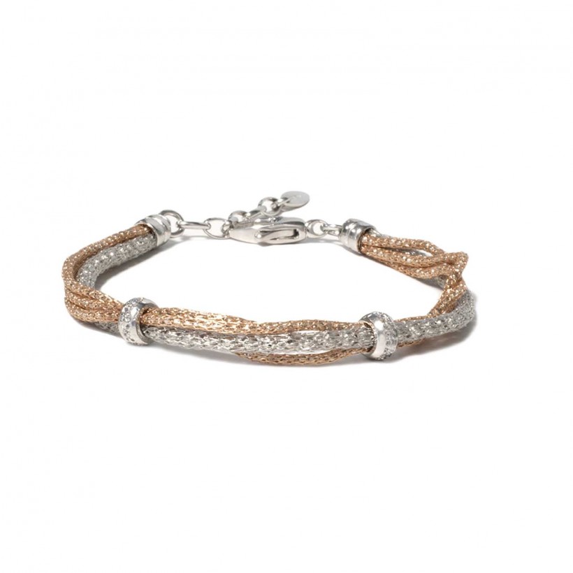 Borsari rhodium & rose color multistrand bracelet