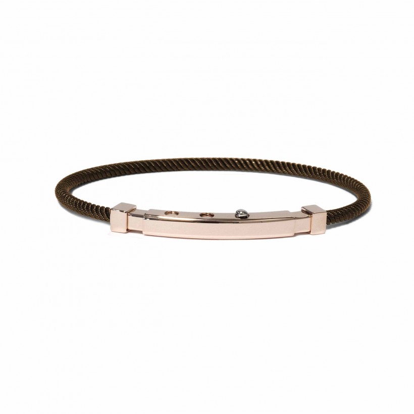 Borsari 750‰ rose gold clasp on a pvd brown steel strap