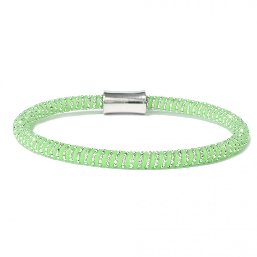 Borsari fluo green rubber & silver bracelet