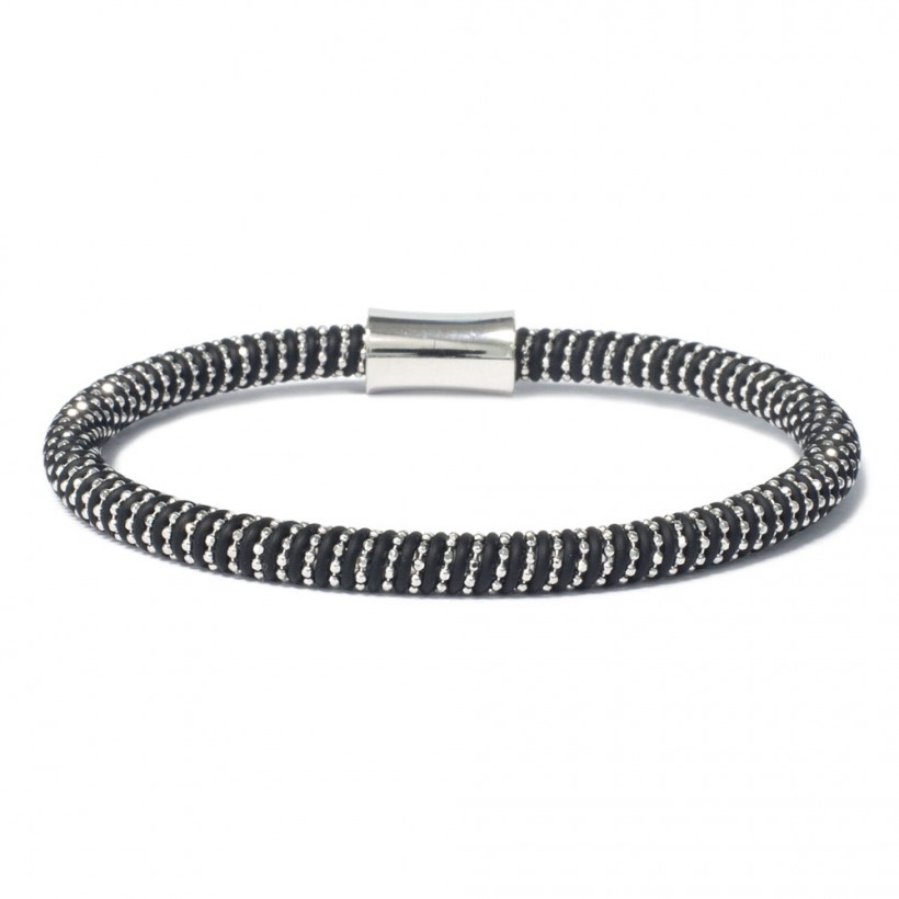 Borsari black rubber & silver bracelet