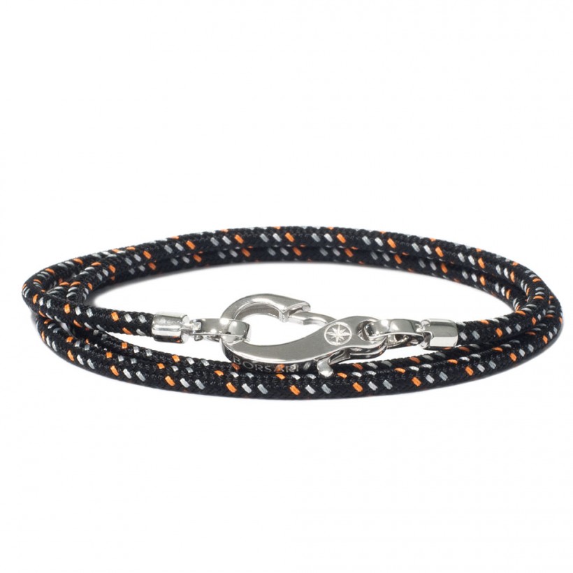 Borsari black cord bracelet/925 silver snap hook