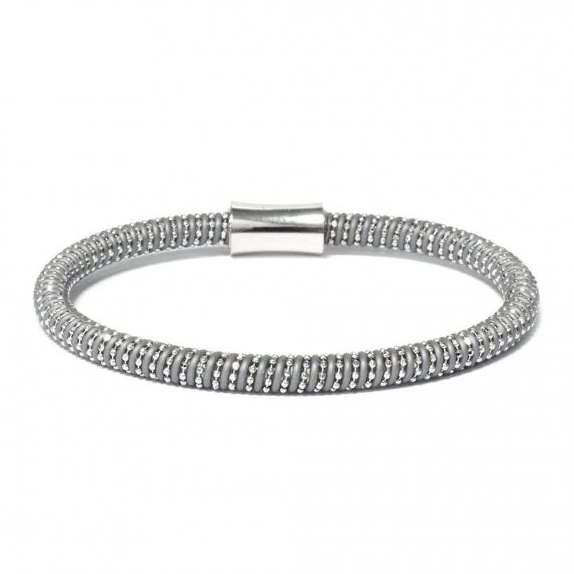 Borsari grey rubber & silver bracelet