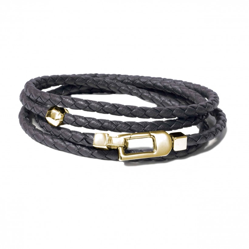 Borsari grey leather & 925 silver bracelet