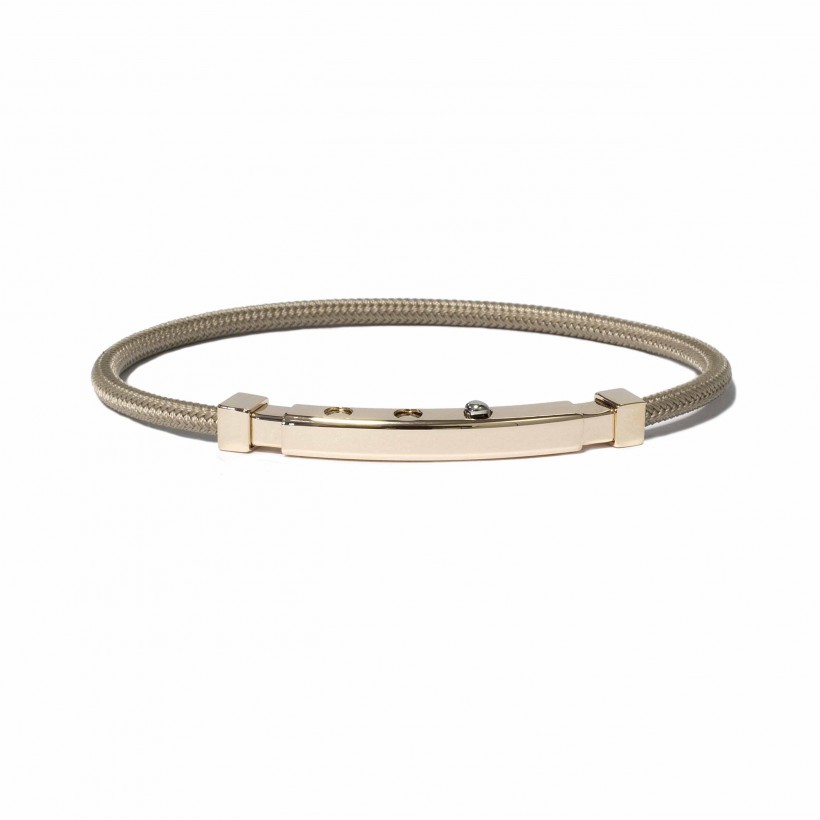 Borsari 750‰ yellow gold clasp on a beige polyester strap