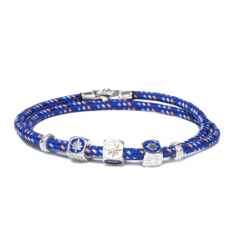 Borsari blue cord bracelet/925 silver elements/enamel