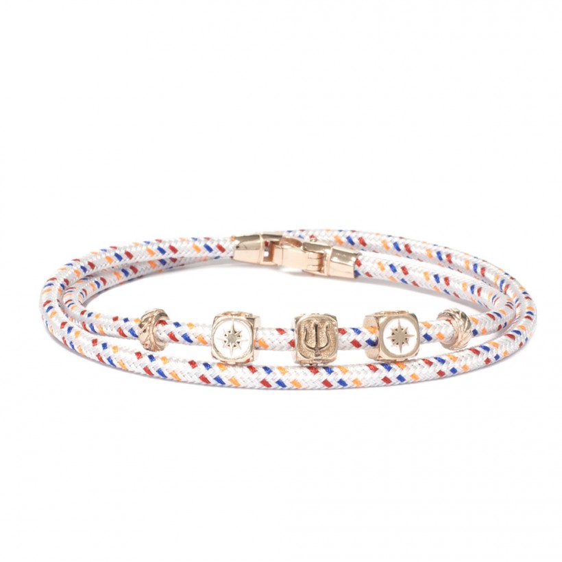 Borsari white cord bracelet/925 silver elements/enamel